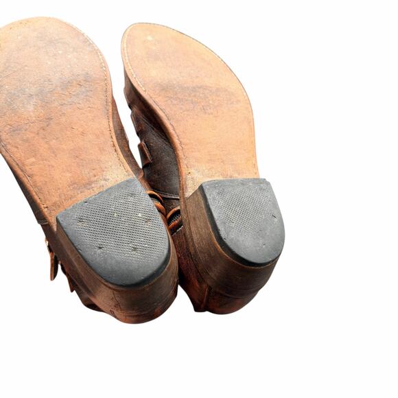 OG by Old Gringo Distressed Leather Strap Ankle Boots Brown 7.5 made in Mexico - Picture 13 of 13